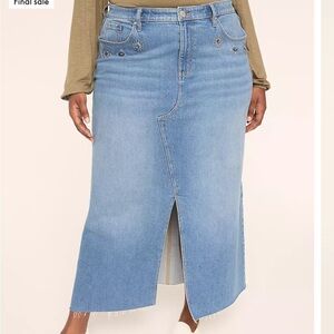 Plus Size Embellished Denim Maxi Skirt